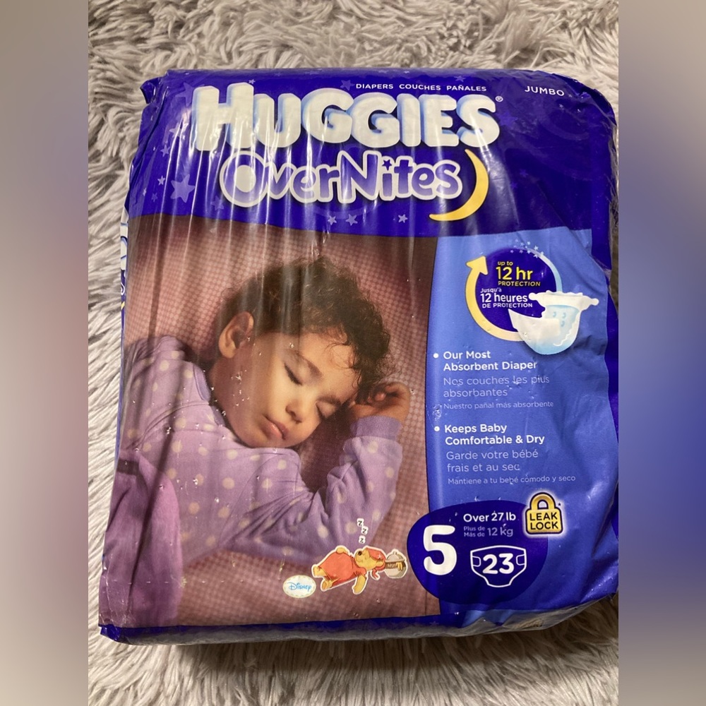 Vintage 2010 Huggies OverNites Diapers Winnie The Pooh Designs Pack of 23 Size 5